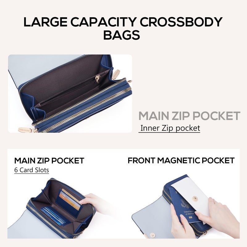 Roulens Small Crossbody Bag for Women,Cell Phone Purse Women's Shoulder Handbags Wallet Purse with Credit Card Slots - Image 4